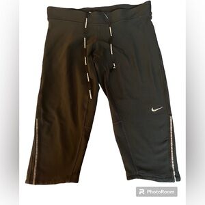 Nike Dri-FIT Running Capri Cropped‎ Leggings Reflective Black Womens Small